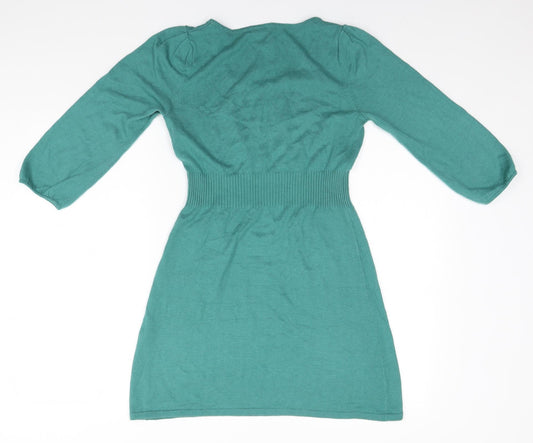 H&M Womens Green  Acrylic A-Line  Size 10 Round Neck