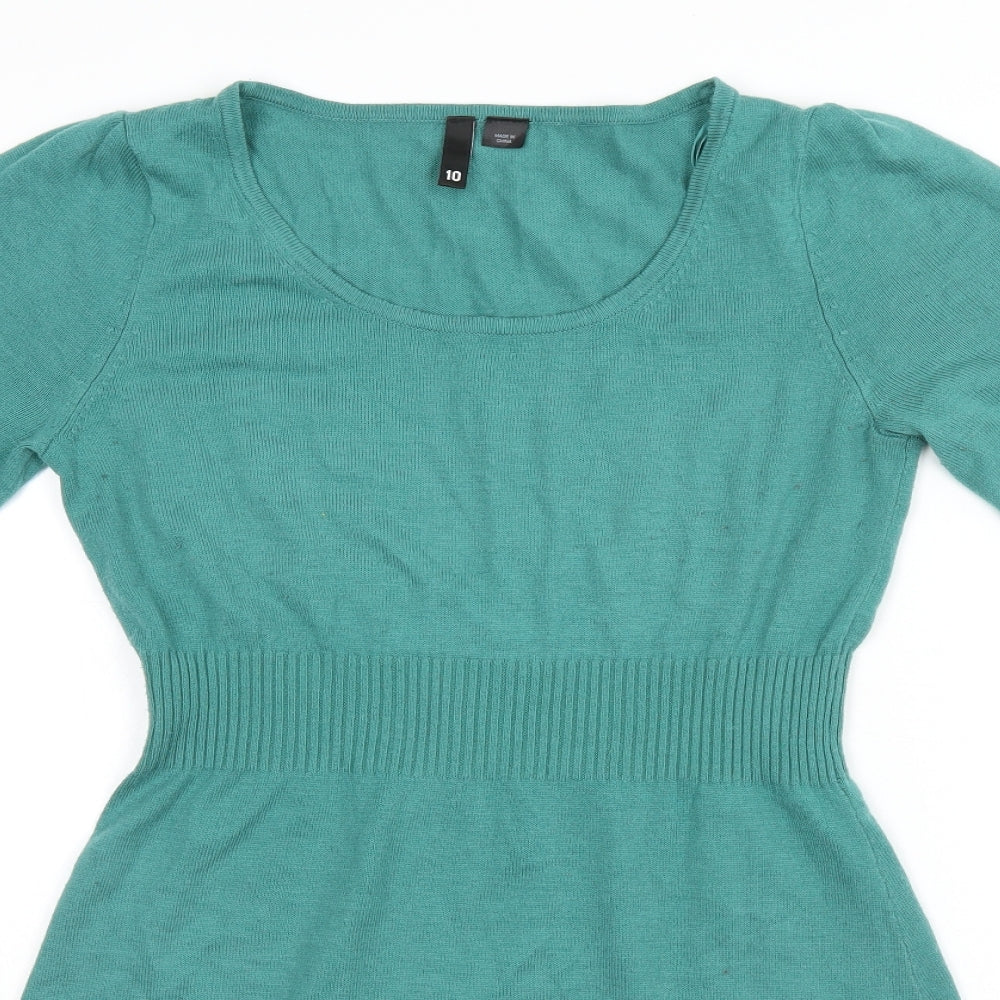 H&M Womens Green  Acrylic A-Line  Size 10 Round Neck