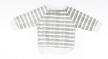 Preworn Baby Green Striped Cotton Basic T-Shirt Size 3-6 Months Round Neck