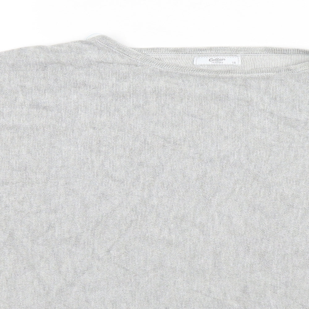 Cotton Traders Womens Grey Round Neck  Viscose Pullover Jumper Size 16