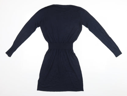 H&M Womens Blue  Polyester Fit & Flare  Size 6 Round Neck