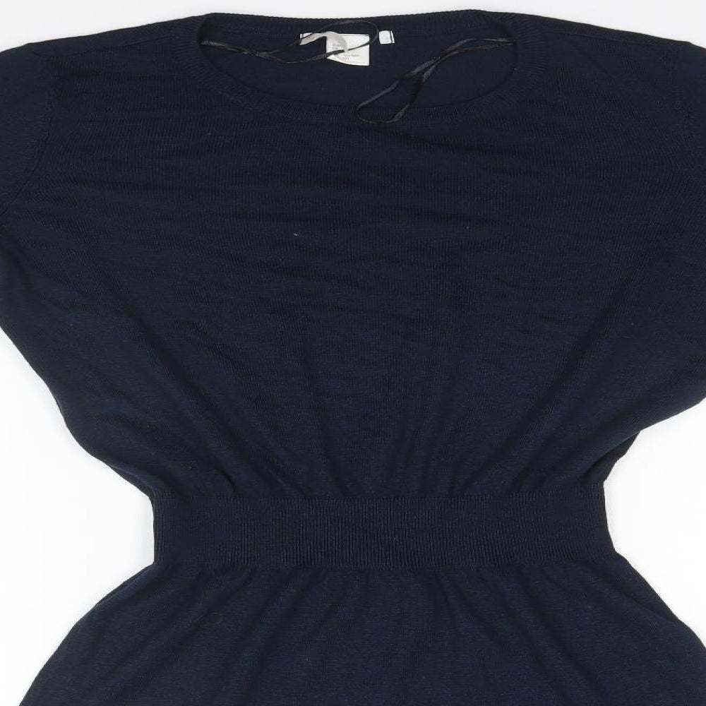 H&M Womens Blue  Polyester Fit & Flare  Size 6 Round Neck
