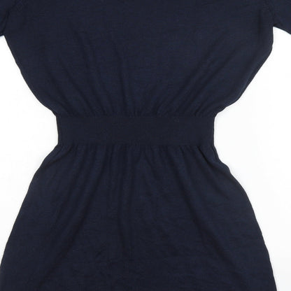 H&M Womens Blue  Polyester Fit & Flare  Size 6 Round Neck