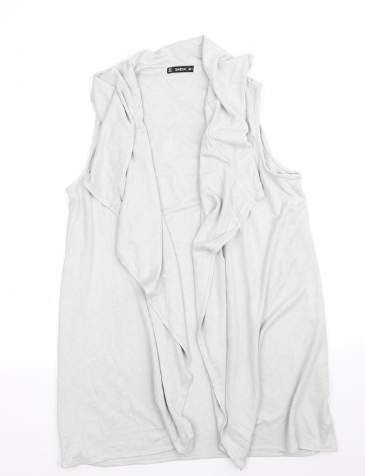 SheIn Womens Green   Gilet Waistcoat Size 6   - Sleeveless Pale Green Suede Effect Waterfall Waistcoat