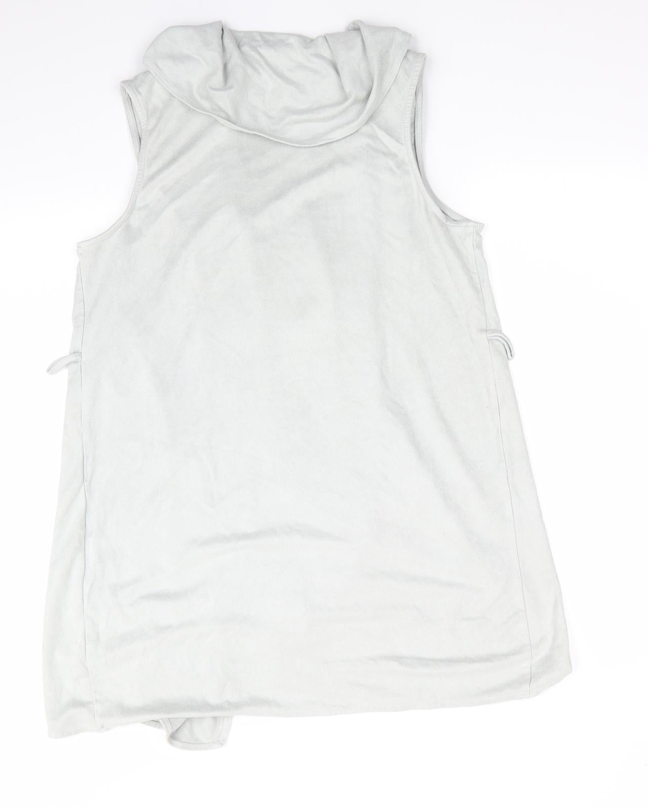 SheIn Womens Green   Gilet Waistcoat Size 6   - Sleeveless Pale Green Suede Effect Waterfall Waistcoat