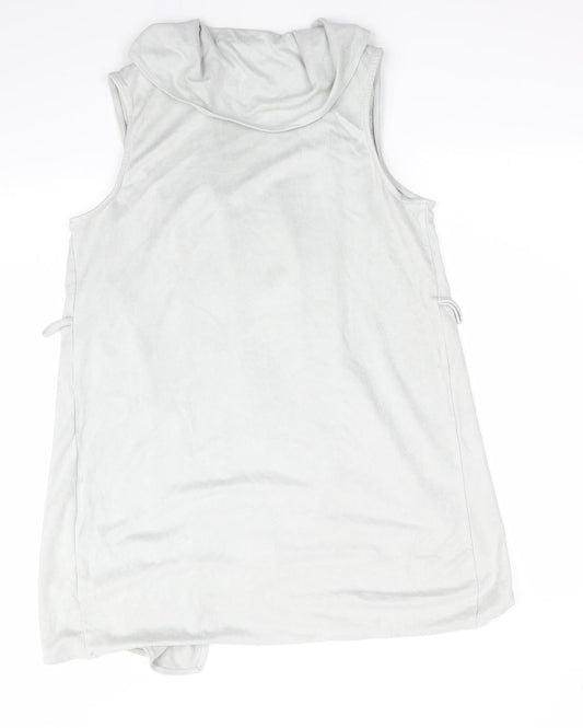 SheIn Womens Green   Gilet Waistcoat Size 6   - Sleeveless Pale Green Suede Effect Waterfall Waistcoat