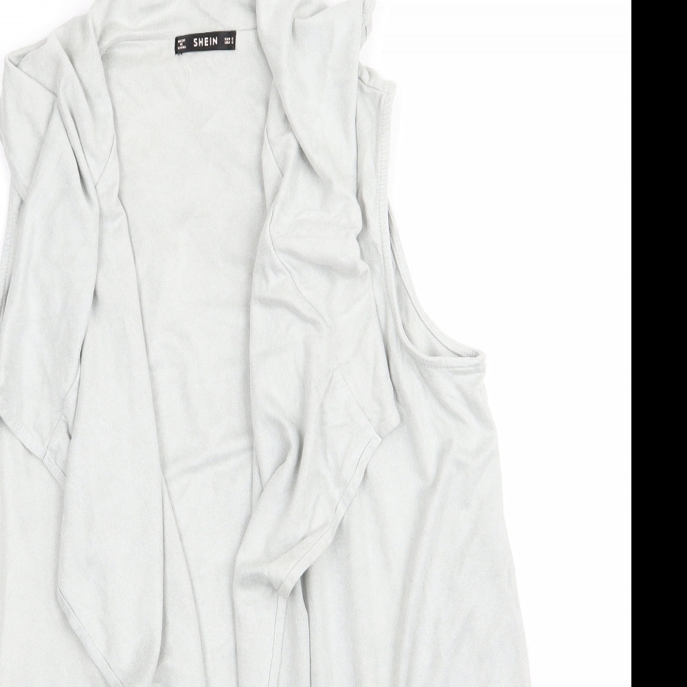 SheIn Womens Green   Gilet Waistcoat Size 6   - Sleeveless Pale Green Suede Effect Waterfall Waistcoat