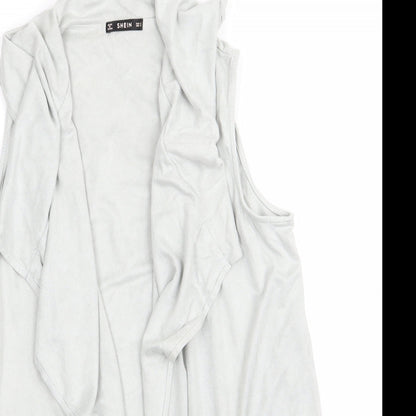 SheIn Womens Green   Gilet Waistcoat Size 6   - Sleeveless Pale Green Suede Effect Waterfall Waistcoat