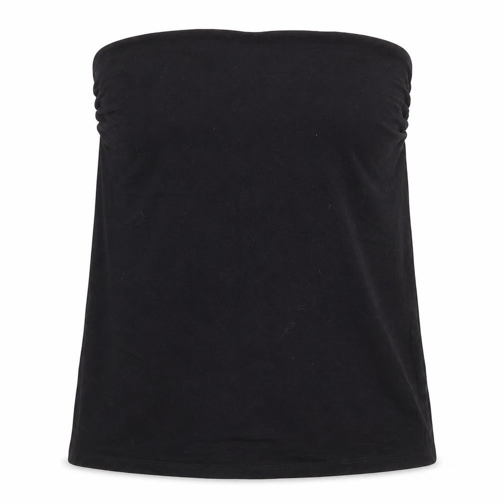 Front view of Matalan women’s black cotton basic t-shirt, size UK 12, off the shoulder