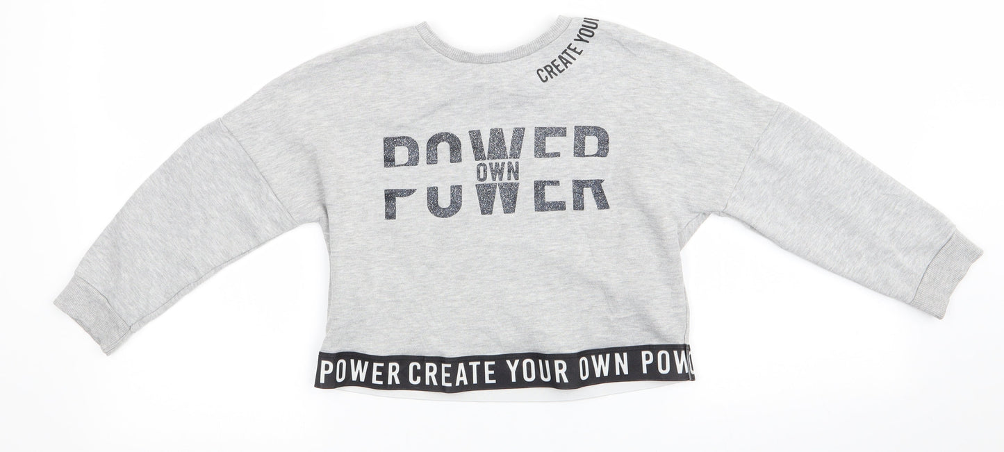 George Girls Grey  Polyester Pullover Sweatshirt Size 6-7 Years   - Create your own power