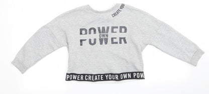 George Girls Grey  Polyester Pullover Sweatshirt Size 6-7 Years   - Create your own power