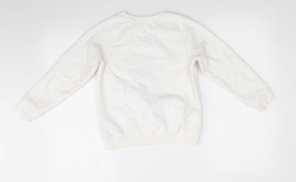 NEXT Girls Ivory Animal Print Cotton Pullover Sweatshirt Size 10 Years   - Unicorn Sparkly and Amazing