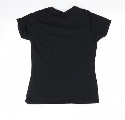 Womens UK Size M Port & Company Black Basic T-Shirt