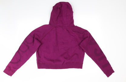 USA Pro Womens Purple  Cotton Pullover Hoodie Size 10   - USA Pro Cropped
