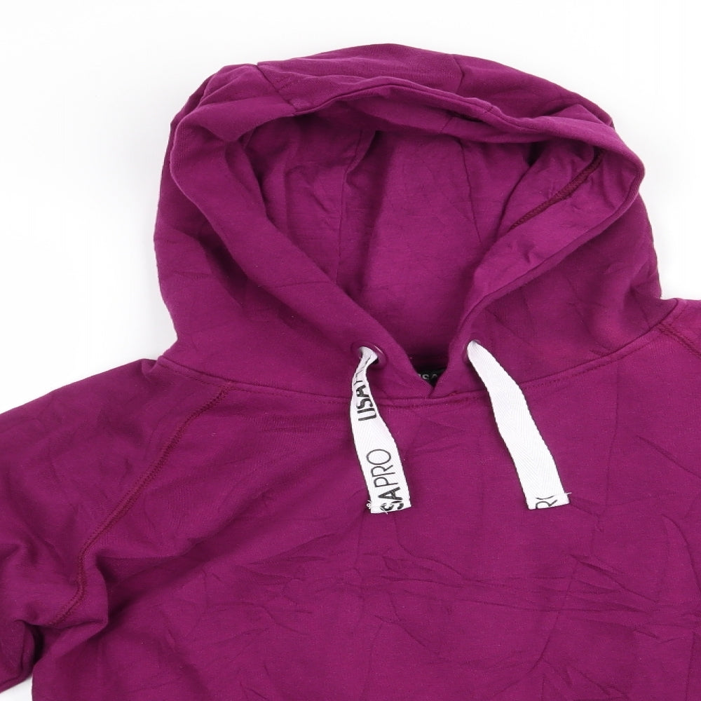 USA Pro Womens Purple  Cotton Pullover Hoodie Size 10   - USA Pro Cropped