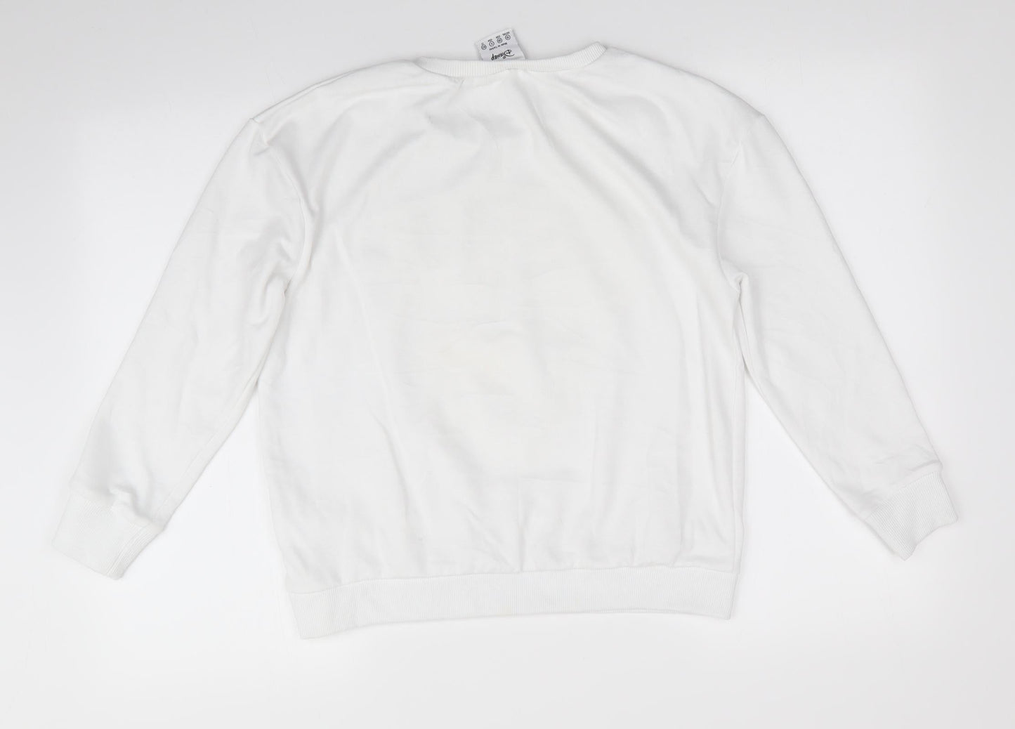Disney by Atmosphere Womens White Animal Print Polyester Pullover Sweatshirt Size 10   - Embossed Mickey Mouse - Oh Boy
