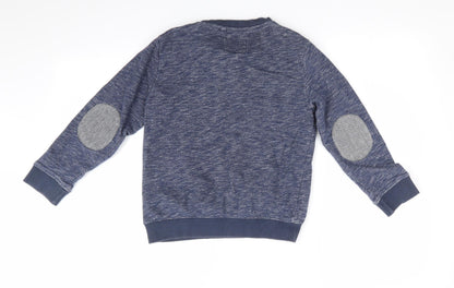 TU Boys Blue Animal Print Cotton Pullover Sweatshirt Size 8 Years   - Adventure Mountain Blue White flexk Elbow Pads