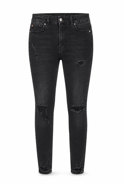 Front view of Denim Co women’s black cotton skinny jeans, size UK 10, 27-inch leg regular