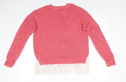 Womens UK Size L Papaya Orange Pullover Jumper