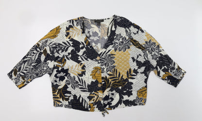 Primark Womens Multicoloured Floral Viscose Basic Button-Up Size 14 V-Neck