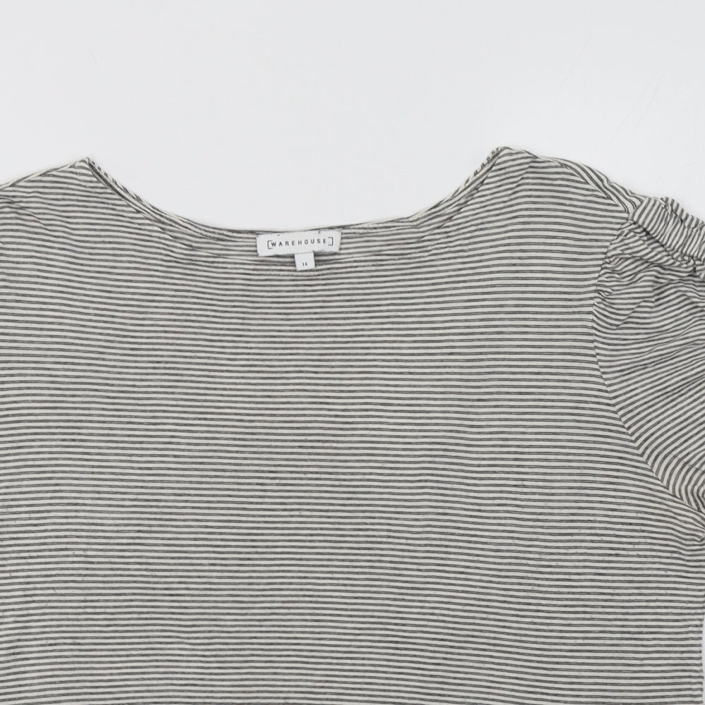 Womens UK Size 14 Warehouse Grey Basic Blouse