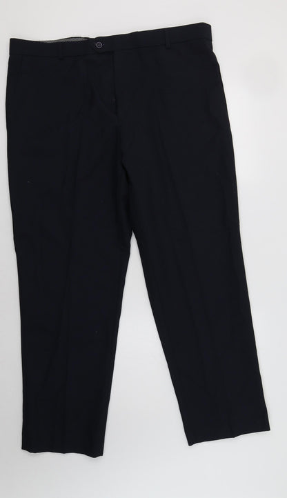 Preworn Mens Blue  Polyester Dress Pants Trousers Size 40 L29 in Regular