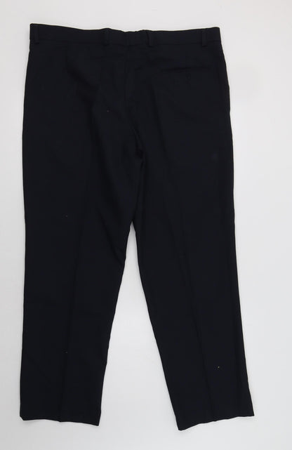 Preworn Mens Blue  Polyester Dress Pants Trousers Size 40 L29 in Regular