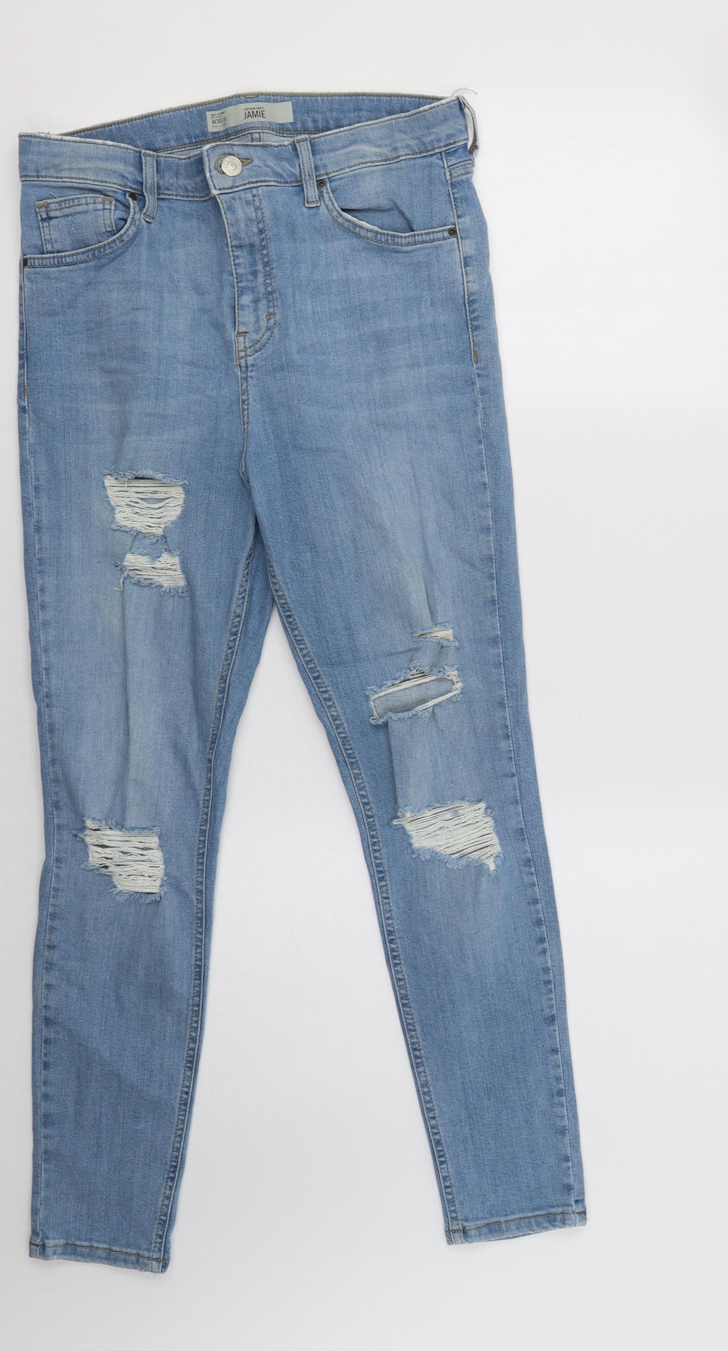 Topshop Womens Blue  Cotton Skinny Jeans Size 30 L30 in Regular