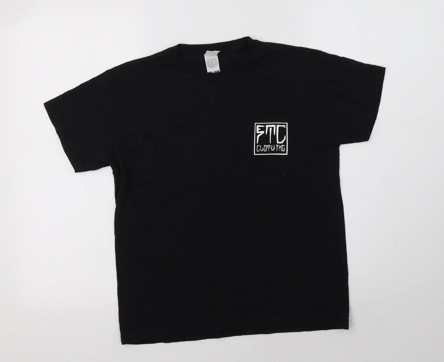 Fruit of the Loom Boys Black  Cotton Basic T-Shirt Size 9-10 Years Crew Neck