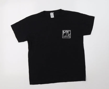 Fruit of the Loom Boys Black  Cotton Basic T-Shirt Size 9-10 Years Crew Neck