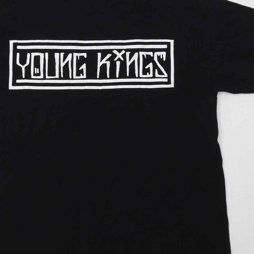 Fruit of the Loom Boys Black  Cotton Basic T-Shirt Size 9-10 Years Crew Neck