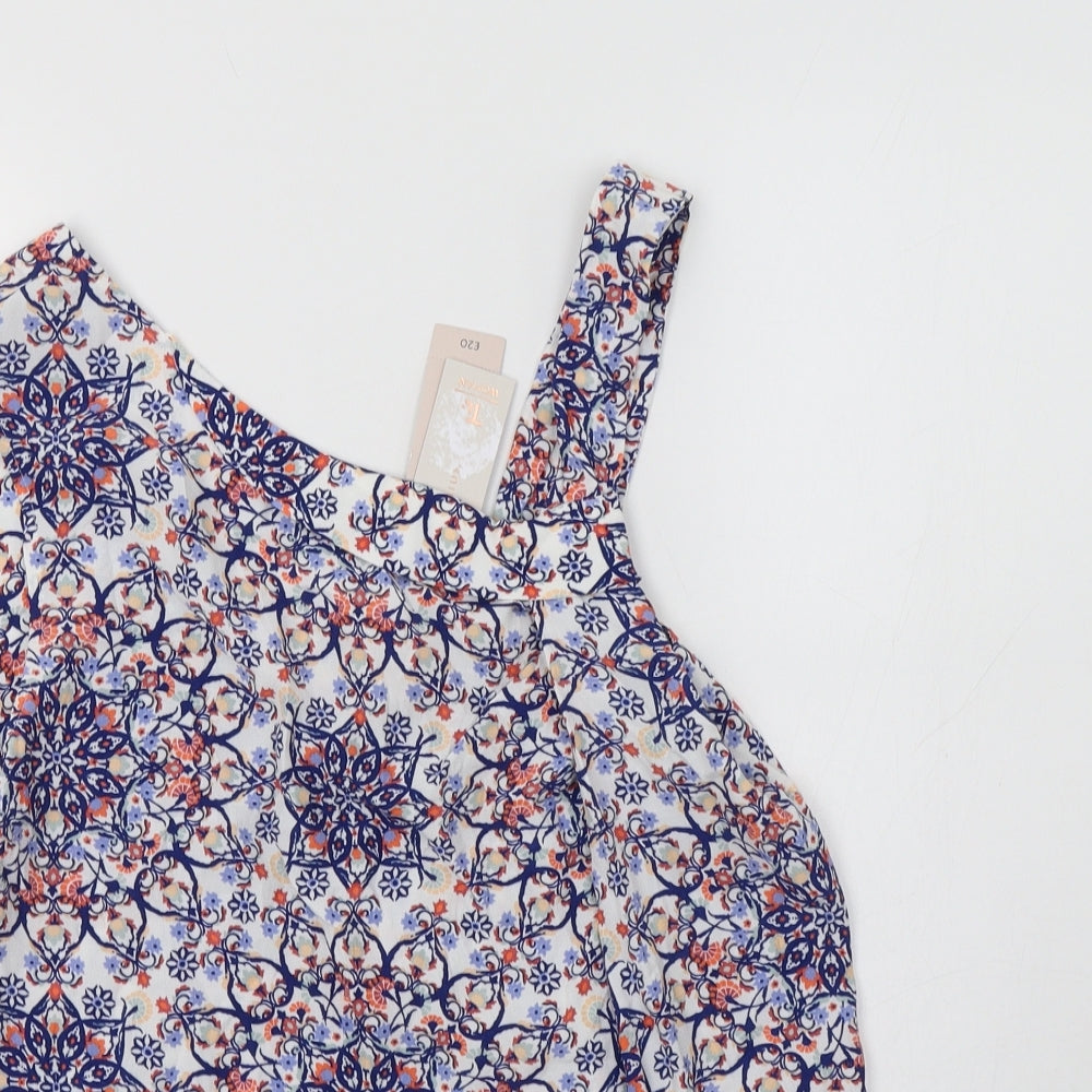 TU Womens Blue Floral Viscose Basic Blouse Size 10 One Shoulder