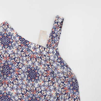 TU Womens Blue Floral Viscose Basic Blouse Size 10 One Shoulder