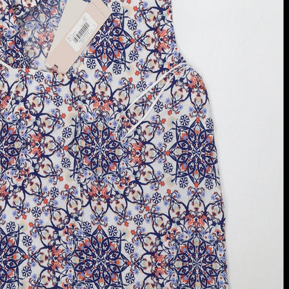 TU Womens Blue Floral Viscose Basic Blouse Size 10 One Shoulder