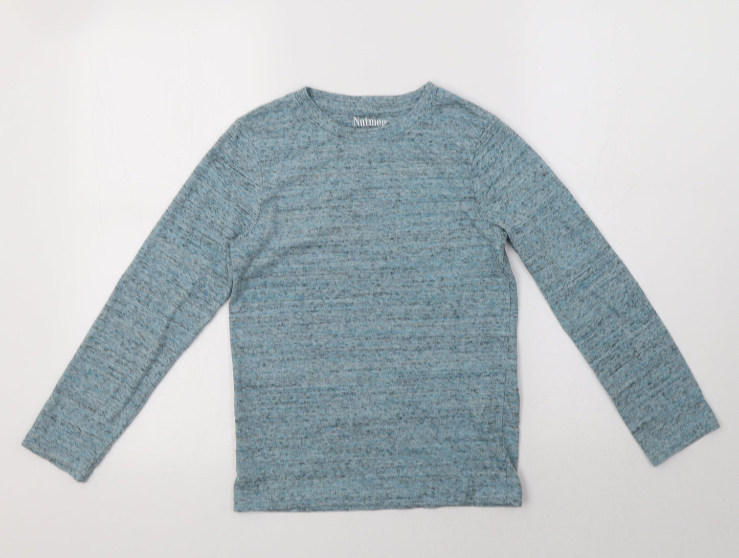 Nutmeg Girls Blue  Cotton Basic T-Shirt Size 9-10 Years Crew Neck