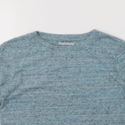 Nutmeg Girls Blue  Cotton Basic T-Shirt Size 9-10 Years Crew Neck