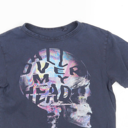 Close-up detail of Next boys’ multicoloured cotton basic t-shirt, size 5, years round neck