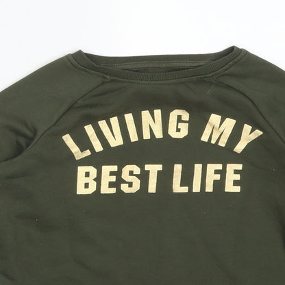 Primark Girls Green  Cotton Pullover Sweatshirt Size 10-11 Years   - LIVING MY BEST LIFE