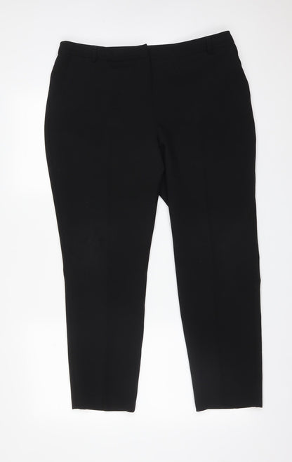 Womens UK Size 14 Peacocks Regular Fit Dress Pants Black Trousers