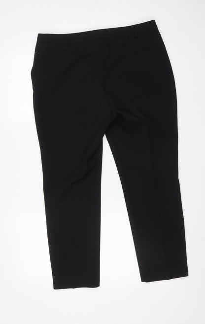 Womens UK Size 14 Peacocks Regular Fit Dress Pants Black Trousers