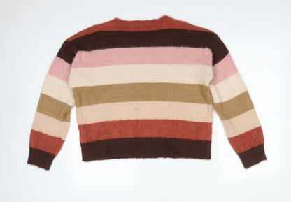 New Look Womens Multicoloured Striped Polyamide Pullover Sweatshirt Size L