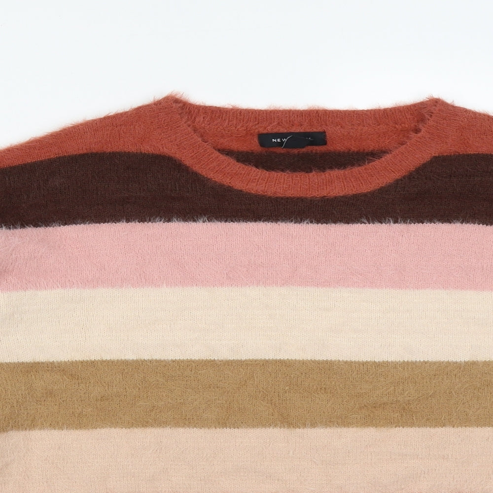 New Look Womens Multicoloured Striped Polyamide Pullover Sweatshirt Size L