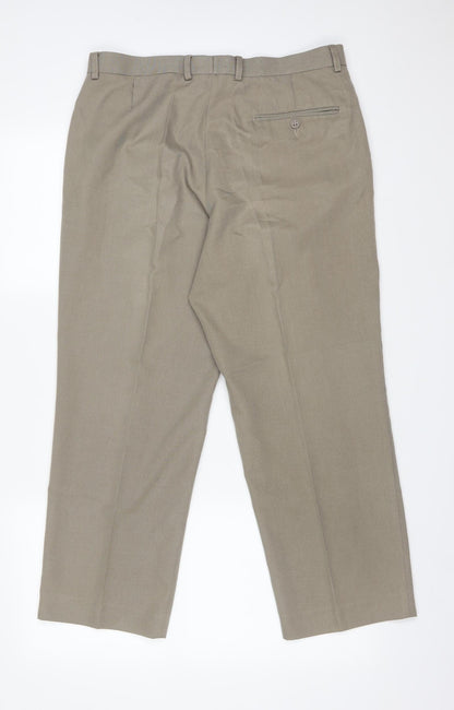 M&S Mens Beige  Polyester Dress Pants Trousers Size 34 L29 in Regular