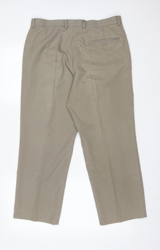 M&S Mens Beige  Polyester Dress Pants Trousers Size 34 L29 in Regular