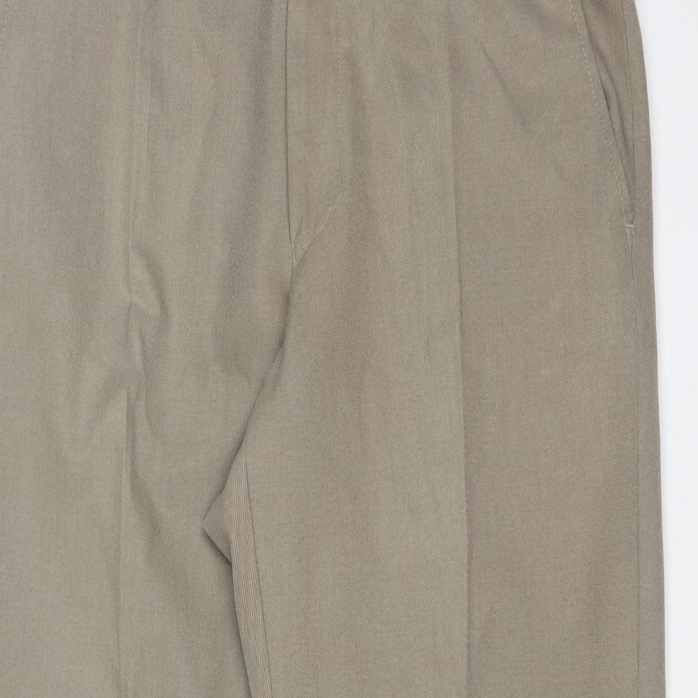 M&S Mens Beige  Polyester Dress Pants Trousers Size 34 L29 in Regular