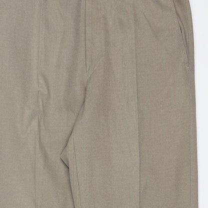 M&S Mens Beige  Polyester Dress Pants Trousers Size 34 L29 in Regular