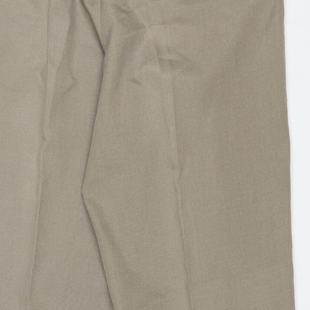 M&S Mens Beige  Polyester Dress Pants Trousers Size 34 L29 in Regular