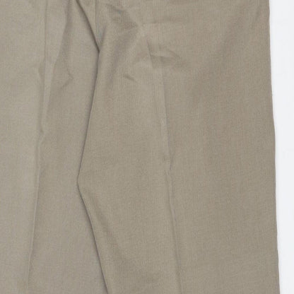 M&S Mens Beige  Polyester Dress Pants Trousers Size 34 L29 in Regular
