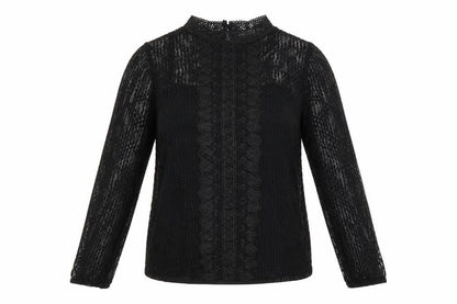 Oasis Womens Black Polka Dot Polyamide Basic T-Shirt Size M Mock Neck
