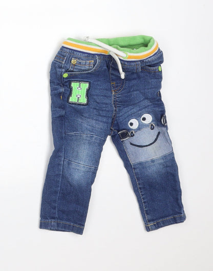 SO CUTE Boys Blue  Cotton  Jeans Size 6-9 Months   - MONKEY H